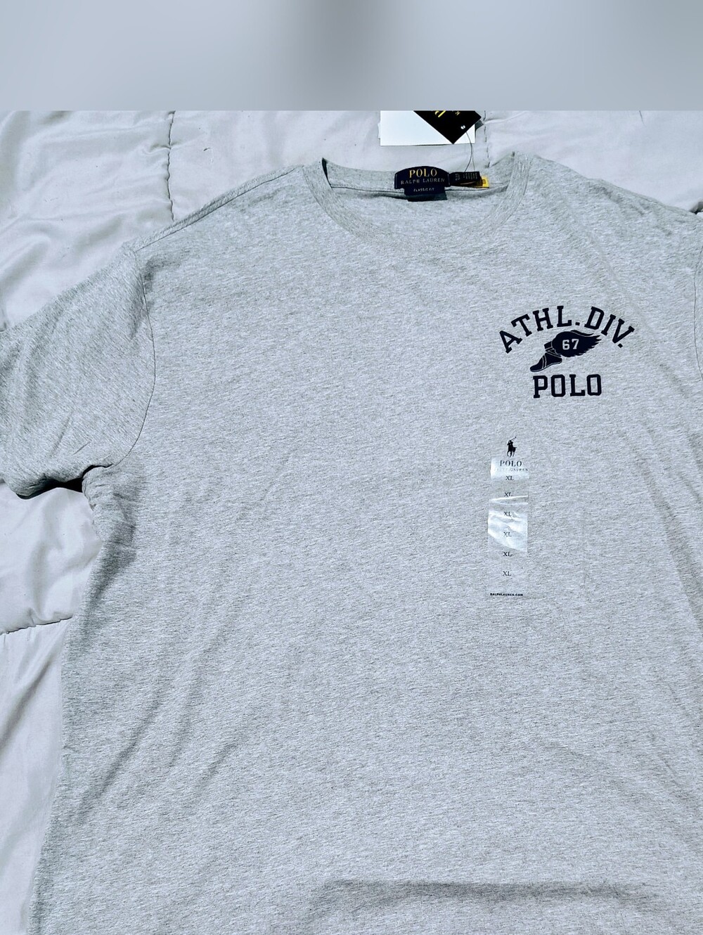 Polo Ralph Lauren Gray ATHL DIV 67 T Shirt Size XL NWT